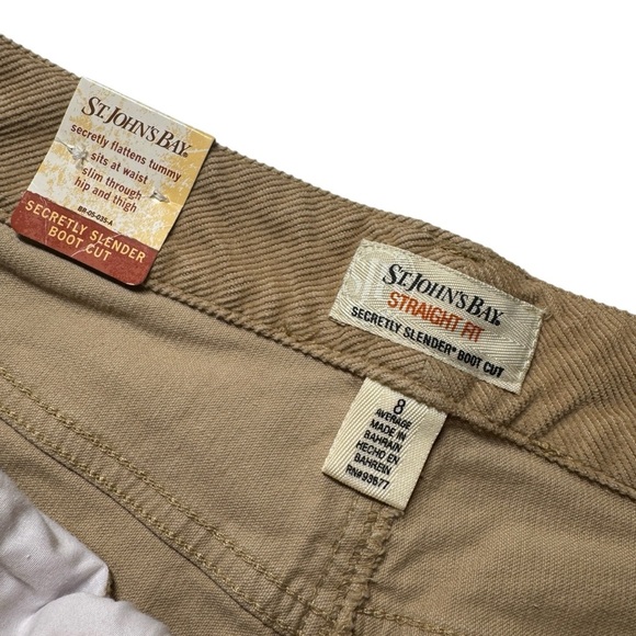 NWT St John’s Bay Corduroy Secretly Slender Boot Cut jeans pants tan women’s 8 - Picture 7 of 14
